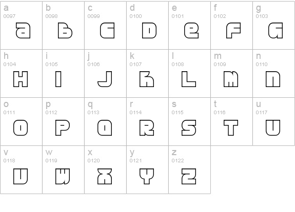 Breakbeat BTN Outline lowercase a-z preview