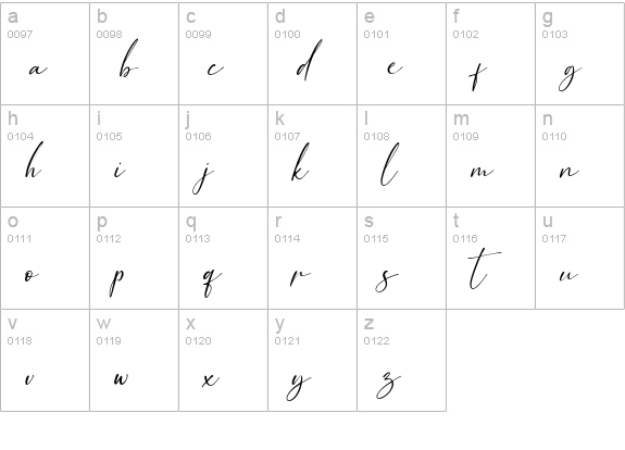 Breattogis Handwritten Font lowercase a-z preview