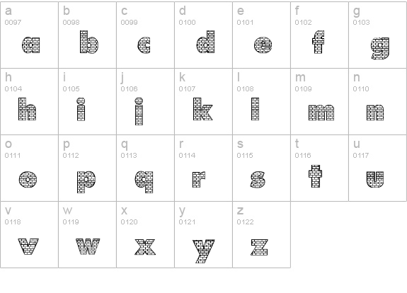 Bricks lowercase a-z preview