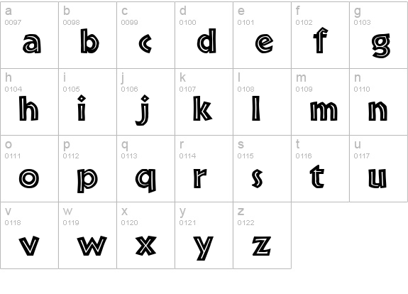 Bride Inline lowercase a-z preview
