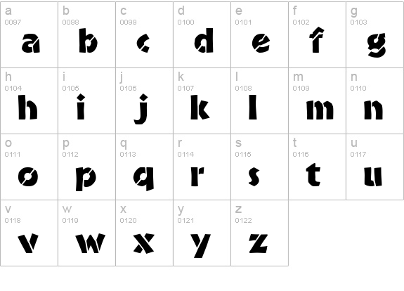 Bride Stencil lowercase a-z preview