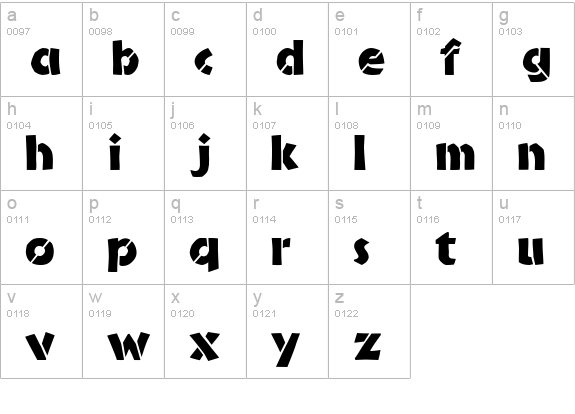 Bride StencilAlt lowercase a-z preview
