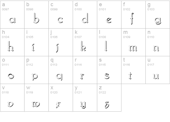 Bridgnorth-Shadow lowercase a-z preview