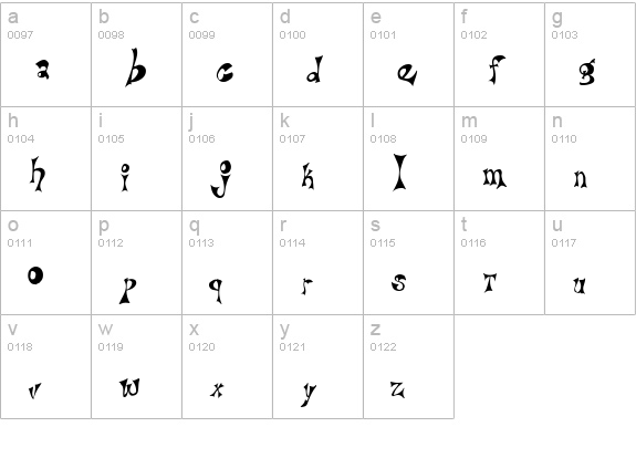 Bridie lowercase a-z preview