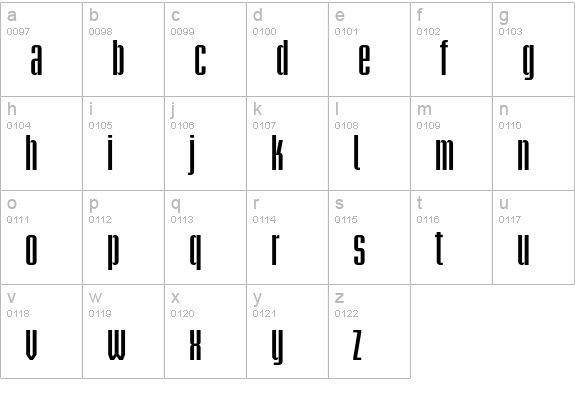 Briem Akademi Std Bold Condensed lowercase a-z preview