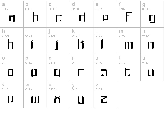 Brigadoom Wide BRK lowercase a-z preview