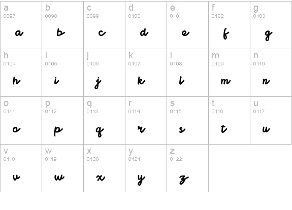 Bright beauty - Script Family lowercase a-z preview