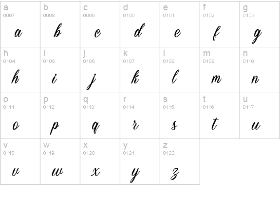 Brights Newton lowercase a-z preview
