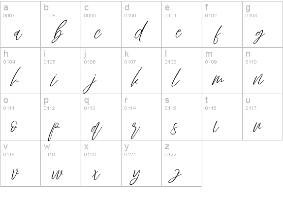 Brillian Signature lowercase a-z preview