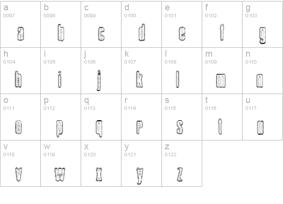 Brillo lowercase a-z preview