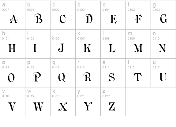 Briolin lowercase a-z preview