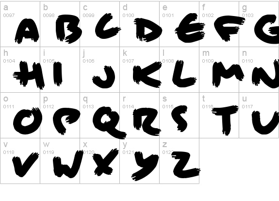 Brisk Bristle Brush
 lowercase a-z preview