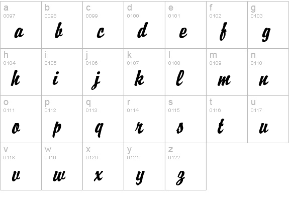 Brisk Extended Italic lowercase a-z preview