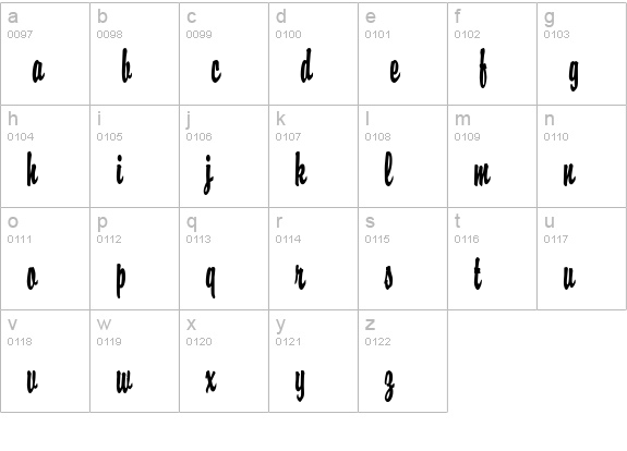 Brisk Thin Bold lowercase a-z preview