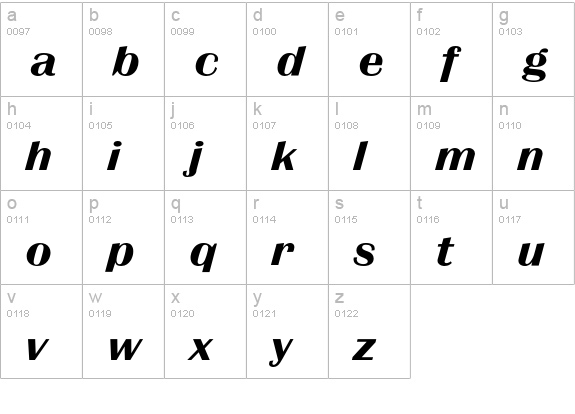 Britannic Bold Italic lowercase a-z preview