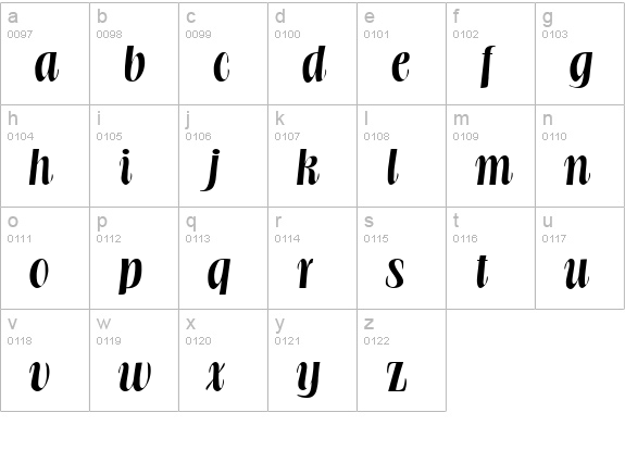 Broach Regular lowercase a-z preview