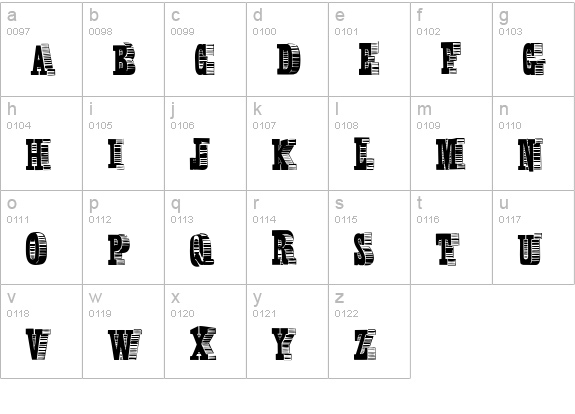 Broadcast Titling lowercase a-z preview