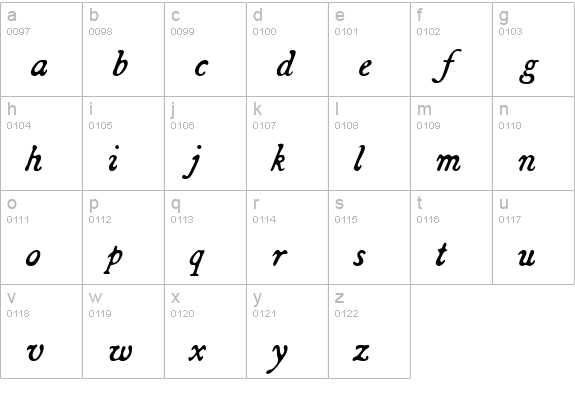 Broadsheet-Italic lowercase a-z preview