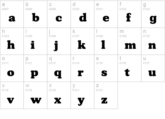 Broadside Normal lowercase a-z preview