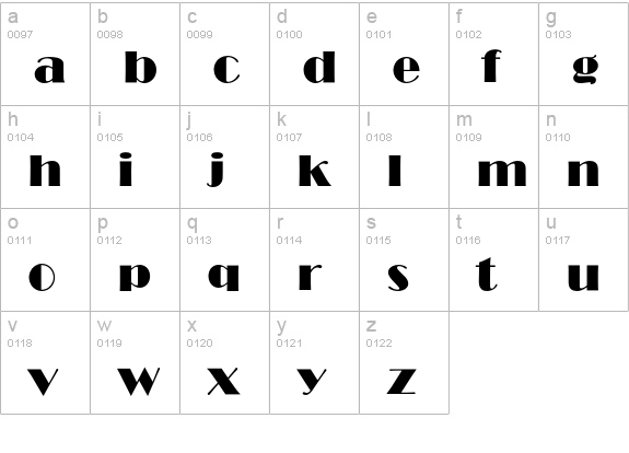 Broadway BQ Regular lowercase a-z preview