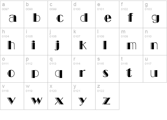 Broadway Engraved lowercase a-z preview