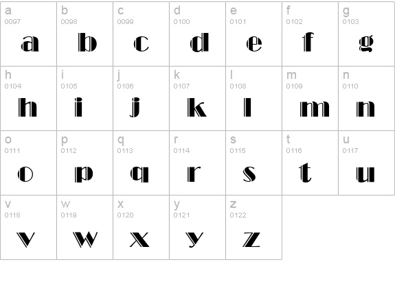 Broadway-Engraved-Regular lowercase a-z preview