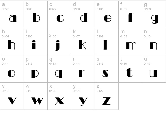 Broadway Regular lowercase a-z preview