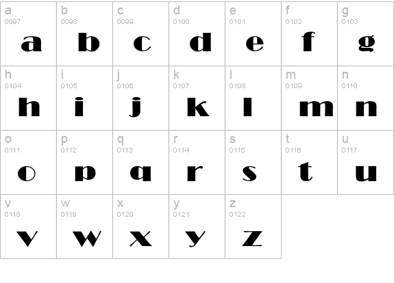BroadwayExt-Normal lowercase a-z preview