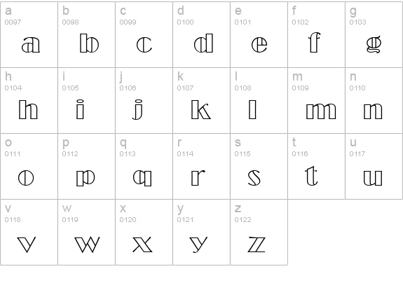 BroadwayOutD lowercase a-z preview