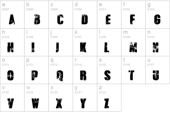 Broken Detroit lowercase a-z preview