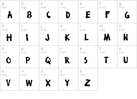Broken Stick lowercase a-z preview