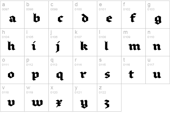 Brokenscript-Bold lowercase a-z preview