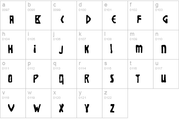 Brolga lowercase a-z preview