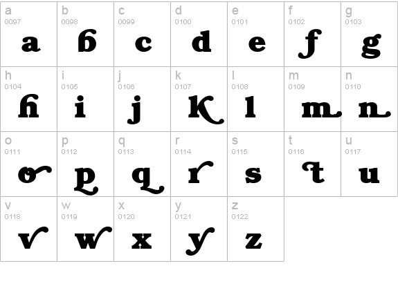 BrookmanSwash lowercase a-z preview