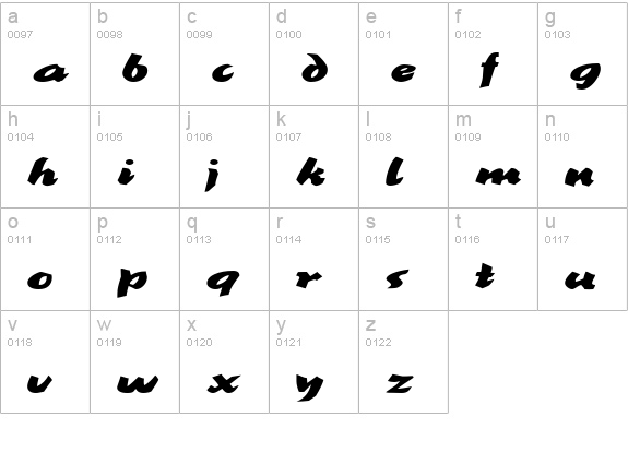 BrookscriptWide Regular lowercase a-z preview