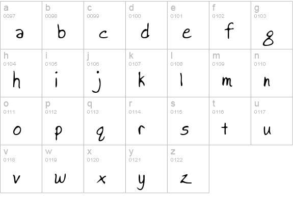BrooksHand Regular lowercase a-z preview