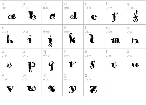 Brouss lowercase a-z preview