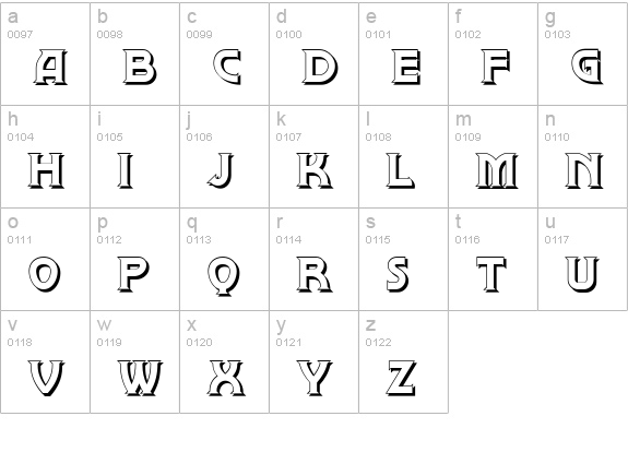 Brownwood Shadow NF lowercase a-z preview