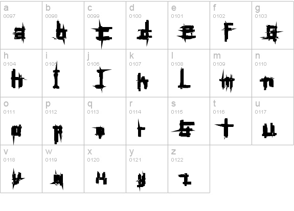 Bruised Hundred lowercase a-z preview