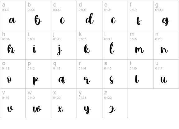 Bruney lowercase a-z preview