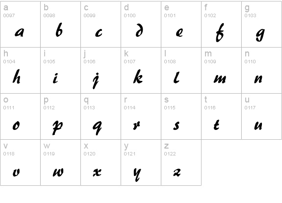BrushFlash Regular lowercase a-z preview