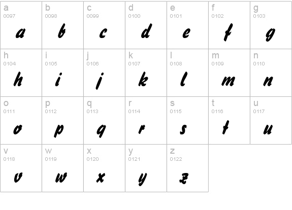BrushStroke 26 Italic lowercase a-z preview