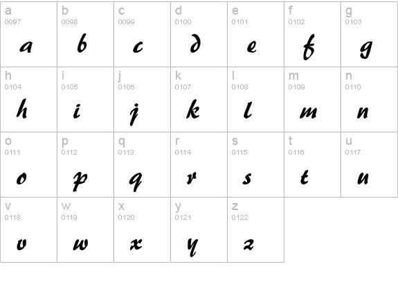 BrushStroke 35 Normal lowercase a-z preview