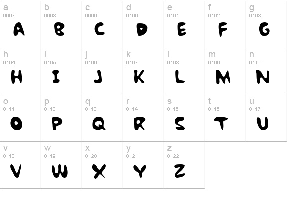Bubble Gum RockB lowercase a-z preview