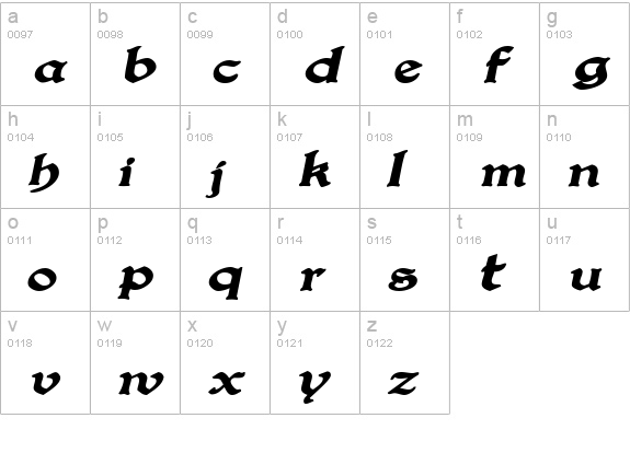 BucaneerSSK BoldItalic lowercase a-z preview
