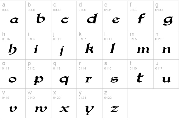 BucaneerSSK Italic lowercase a-z preview