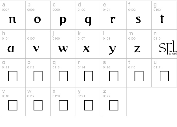 Bucephalus lowercase a-z preview