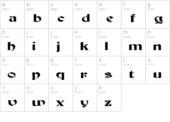 BuckinghamWide Regular lowercase a-z preview
