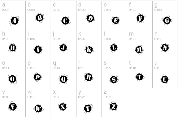 BulletHolz lowercase a-z preview