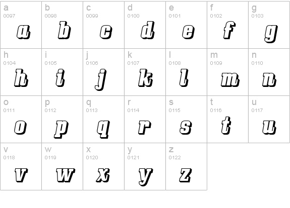 Bullpen 3D lowercase a-z preview